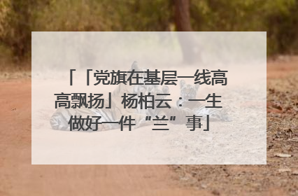 「党旗在基层一线高高飘扬」杨柏云：一生做好一件“兰”事