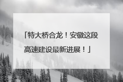 特大桥合龙！安徽这段高速建设最新进展！