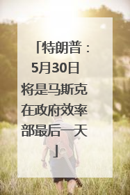 特朗普：5月30日将是马斯克在政府效率部最后一天