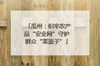 瓜州：织牢农产品“安全网”守护群众“菜篮子”