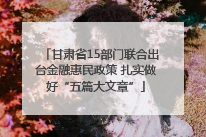 甘肃省15部门联合出台金融惠民政策 扎实做好“五篇大文章”