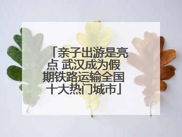 亲子出游是亮点 武汉成为假期铁路运输全国十大热门城市