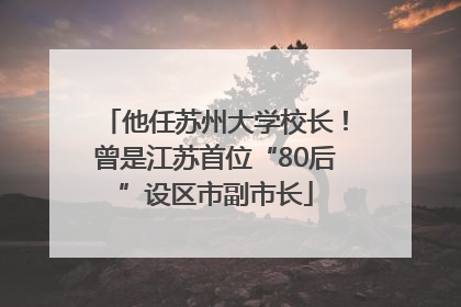 他任苏州大学校长！曾是江苏首位“80后”设区市副市长