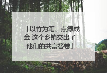 以竹为笔、点绿成金 这个乡镇交出了他们的共富答卷