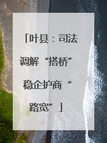 叶县：司法调解“搭桥” 稳企护商“路宽”
