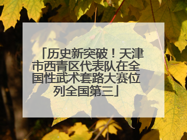 历史新突破！天津市西青区代表队在全国性武术套路大赛位列全国第三