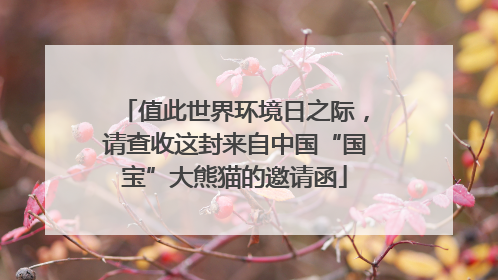 值此世界环境日之际，请查收这封来自中国“国宝”大熊猫的邀请函