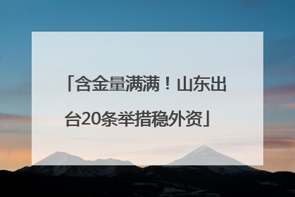 含金量满满！山东出台20条举措稳外资