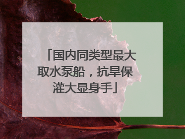 国内同类型最大取水泵船，抗旱保灌大显身手