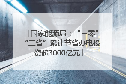 国家能源局：“三零”“三省”累计节省办电投资超3000亿元