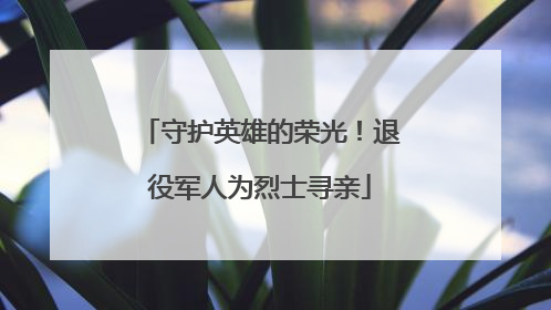 守护英雄的荣光！退役军人为烈士寻亲