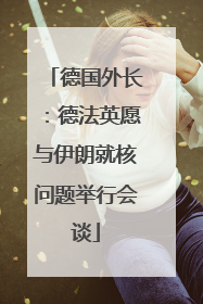 德国外长：德法英愿与伊朗就核问题举行会谈
