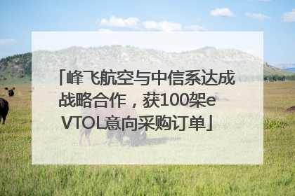 峰飞航空与中信系达成战略合作，获100架eVTOL意向采购订单