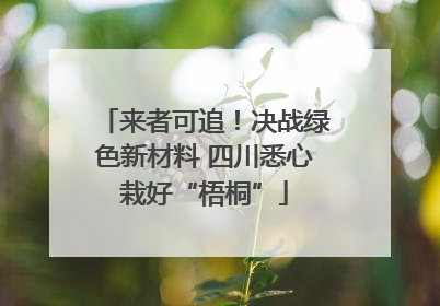 来者可追！决战绿色新材料 四川悉心栽好“梧桐”
