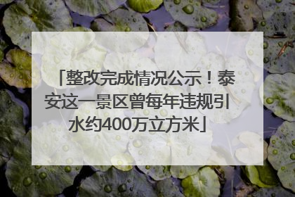 整改完成情况公示！泰安这一景区曾每年违规引水约400万立方米