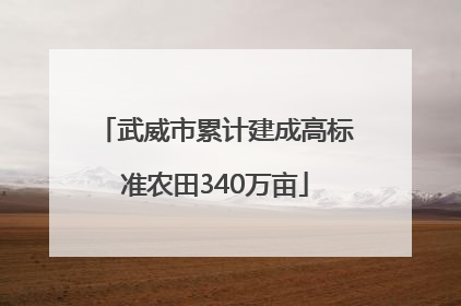 武威市累计建成高标准农田340万亩