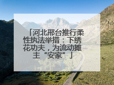 河北邢台推行柔性执法举措：下绣花功夫，为流动摊主“安家”