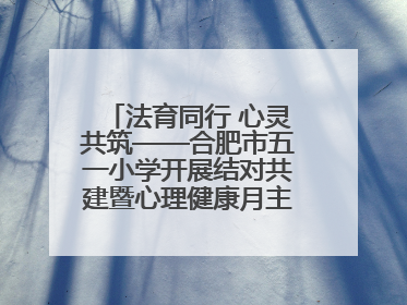法育同行 心灵共筑——合肥市五一小学开展结对共建暨心理健康月主题活动