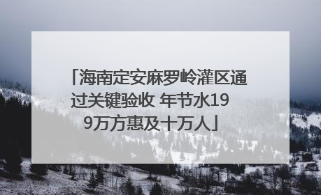 海南定安麻罗岭灌区通过关键验收 年节水199万方惠及十万人
