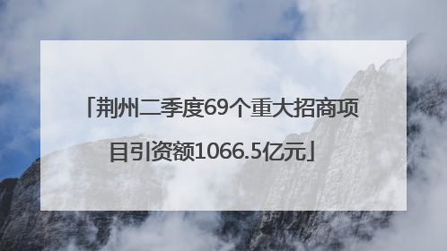 荆州二季度69个重大招商项目引资额1066.5亿元