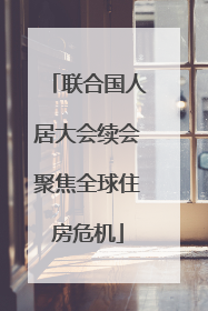 联合国人居大会续会聚焦全球住房危机
