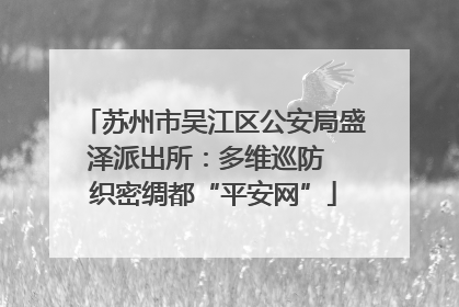 苏州市吴江区公安局盛泽派出所：多维巡防  织密绸都“平安网”