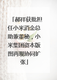 郝祥获批担任小米消金总助兼董秘，小米集团资本版图再现协同扩张