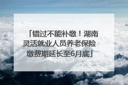 错过不能补缴！湖南灵活就业人员养老保险缴费期延长至6月底