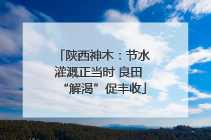 陕西神木：节水灌溉正当时 良田“解渴”促丰收